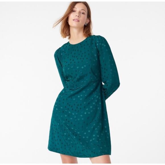 J. Crew Dresses & Skirts - J. Crew Jacquard Floral Dot A line Shift Dress in Dark Spruce Green size 10